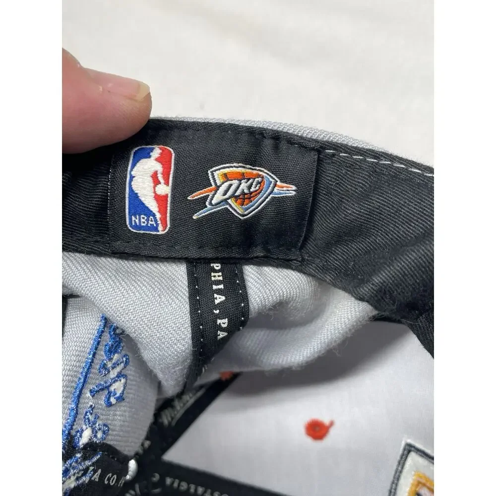 Oklahoma City OKC NBA Hat Mitchell & Ness Snap back Cap Gray Blue Men